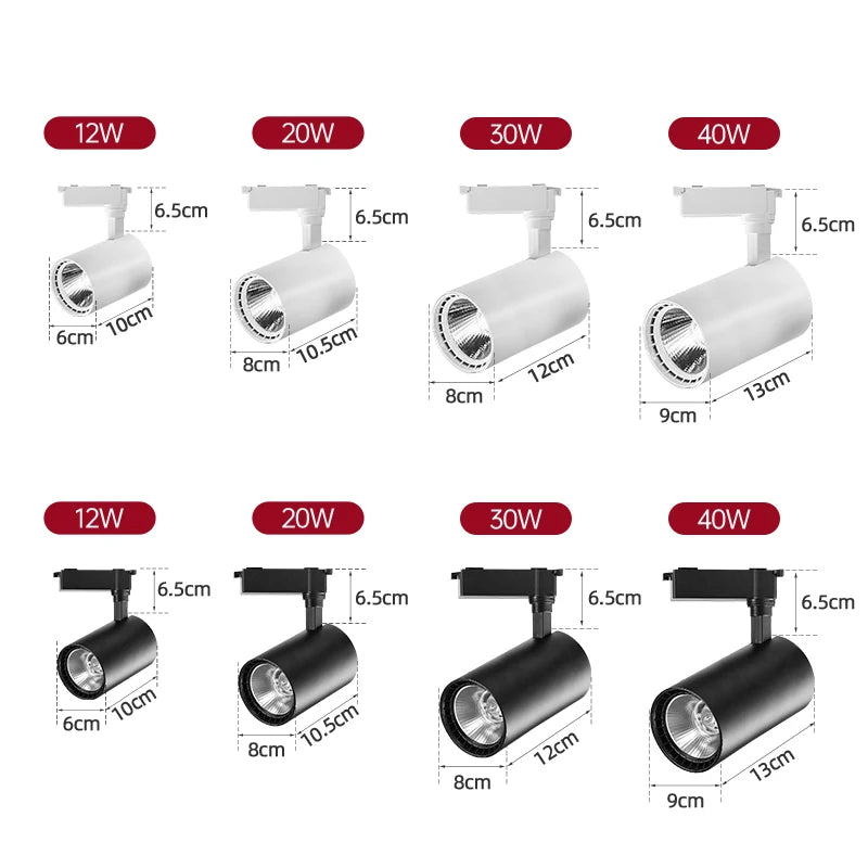 LED Track Light COB Ceiling Spotlight 12W–50W Indoor