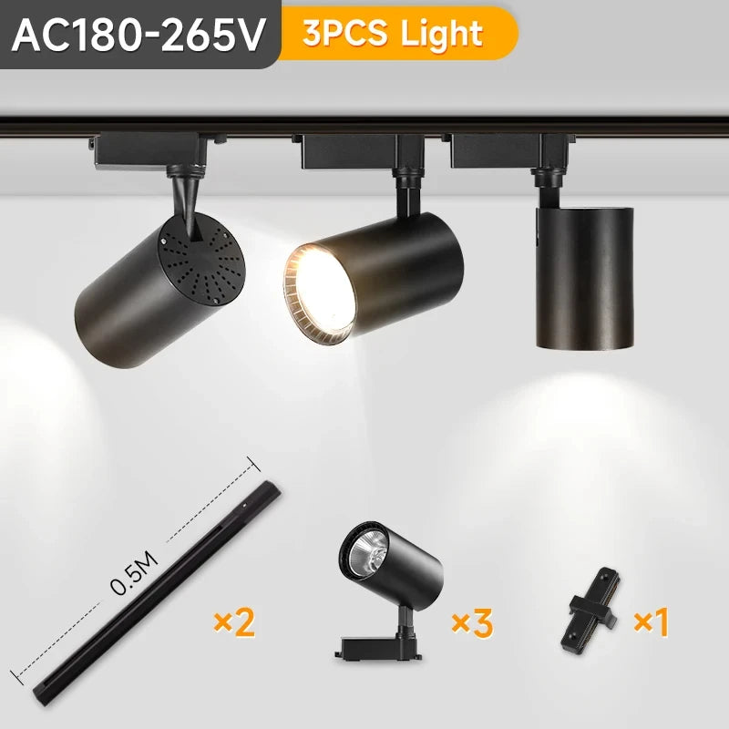 LED Track Light COB Ceiling Spotlight 12W–50W Indoor