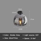 Plafonnier moderne LED en verre couleur cognac style nordique