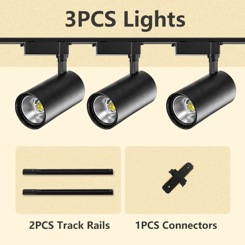 Adjustable COB LED Track Spotlight Multi-Head 12W–50W