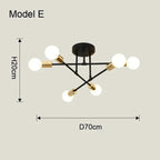 Nordic Sputnik Chandelier 6-Arm Iron E27 Semi-Flush