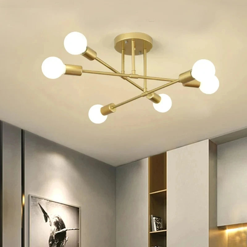 Nordic Sputnik Chandelier 6-Arm Iron E27 Semi-Flush