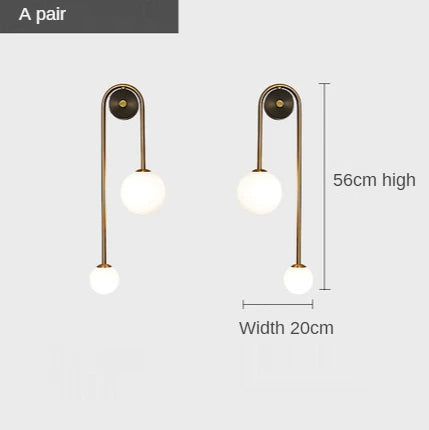 Applique murale moderne abat-jour boule de verre LED Or