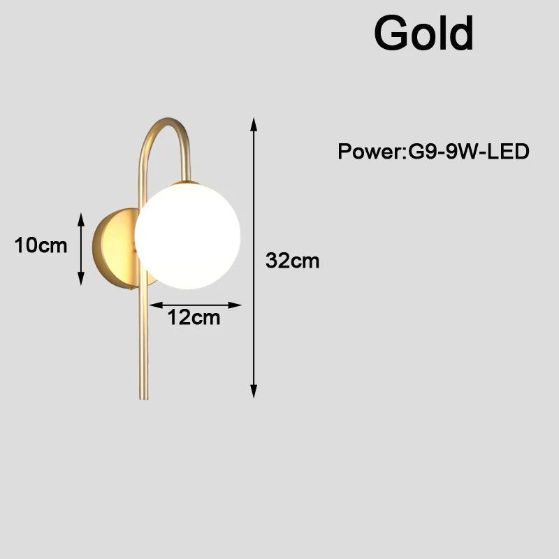 Modern G9 9W LED Wall Sconces with Frosted Glass Shade