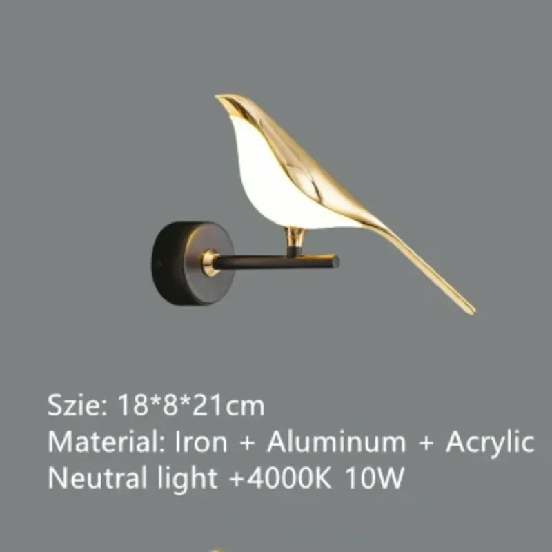 Lustre de plafond moderne Magpie Chambre à coucher avec éclairage LED oiseau