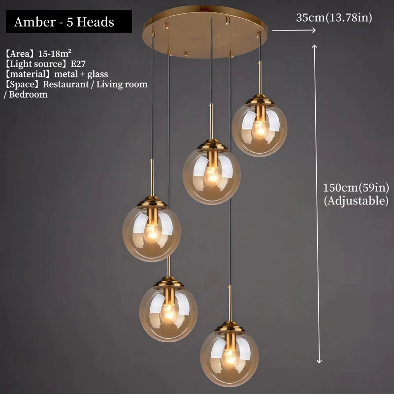 Lustre Moderne en Métal de Luxe LED Créatif Nordique en Verre