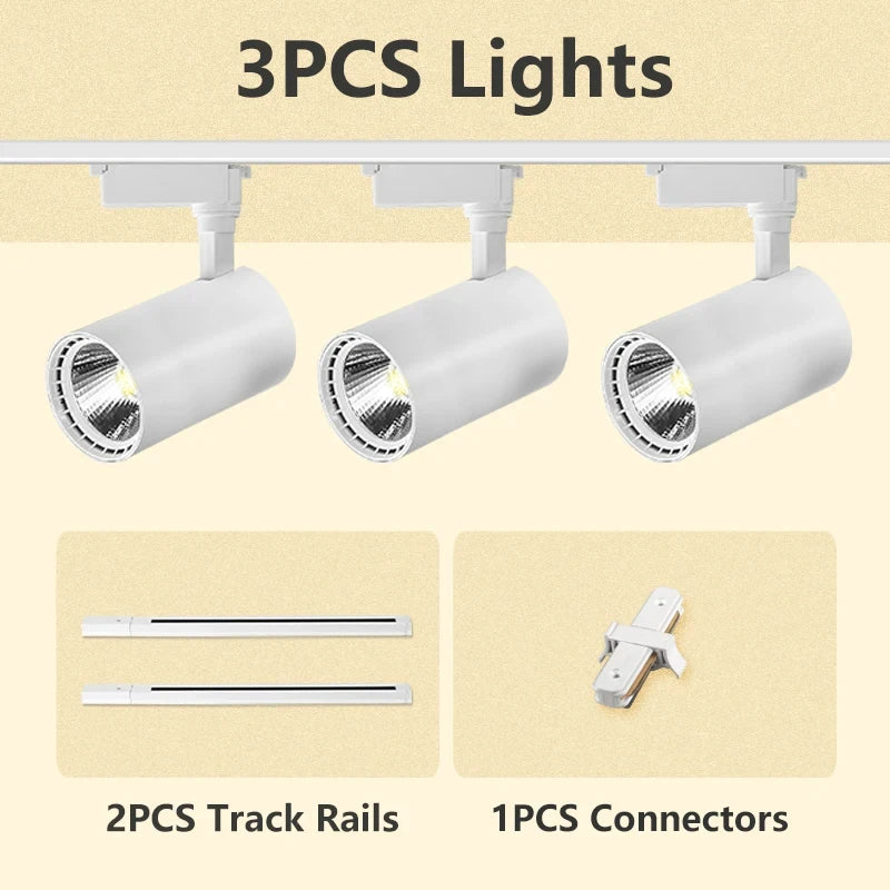 Adjustable COB LED Track Spotlight Multi-Head 12W–50W