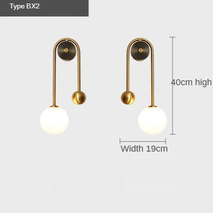 Applique murale moderne abat-jour boule de verre LED Or