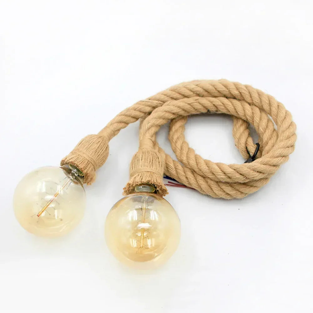 Vintage Hemp Rope Pendant Light Industrial E27 Single