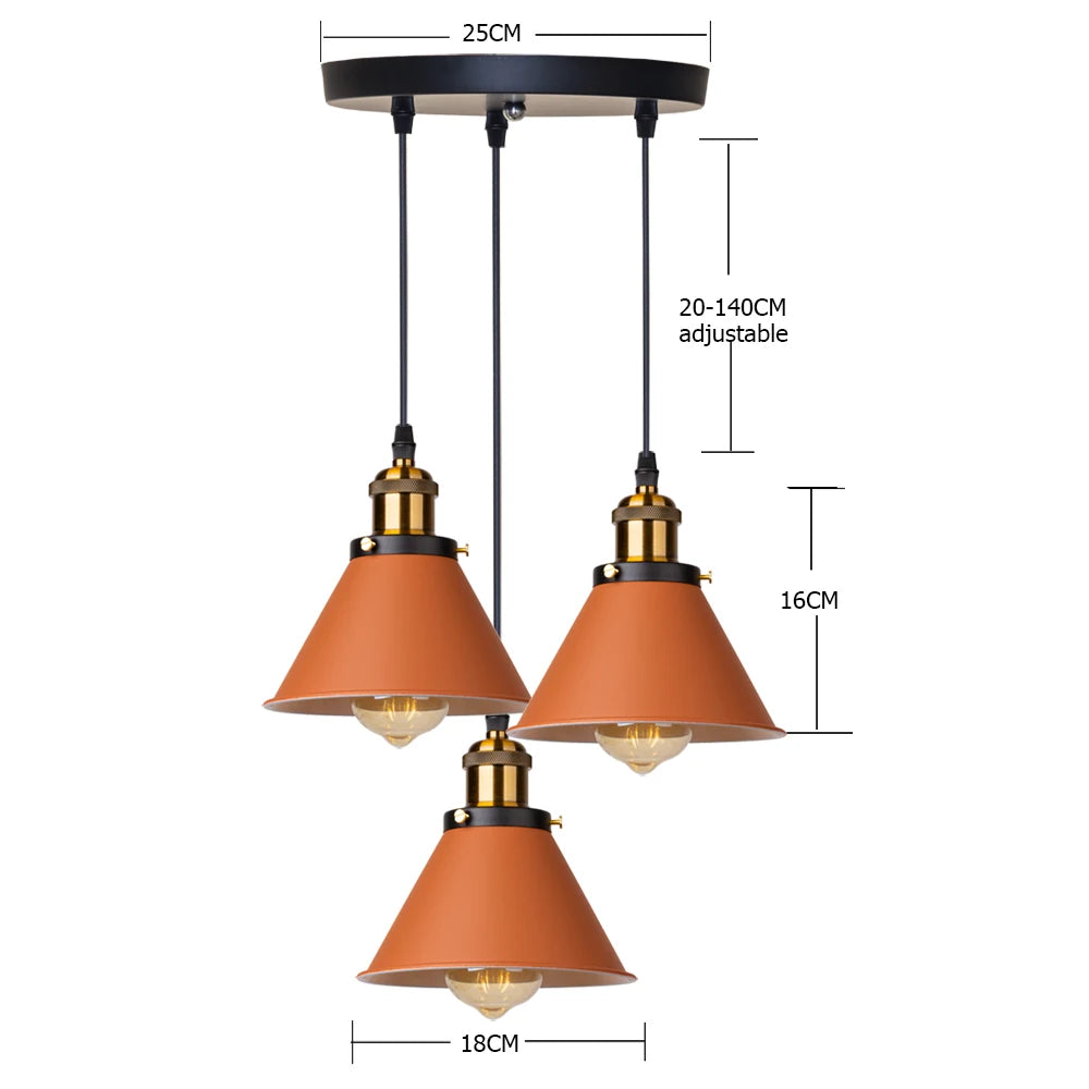 Industrial Pendant Light Iron Shade E27 Adjustable Drop