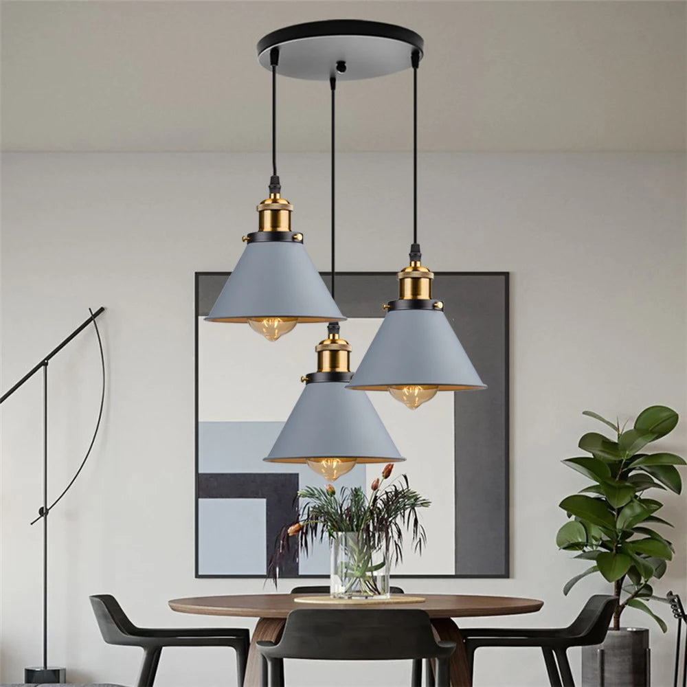 Industrial Pendant Light Iron Shade E27 Adjustable Drop