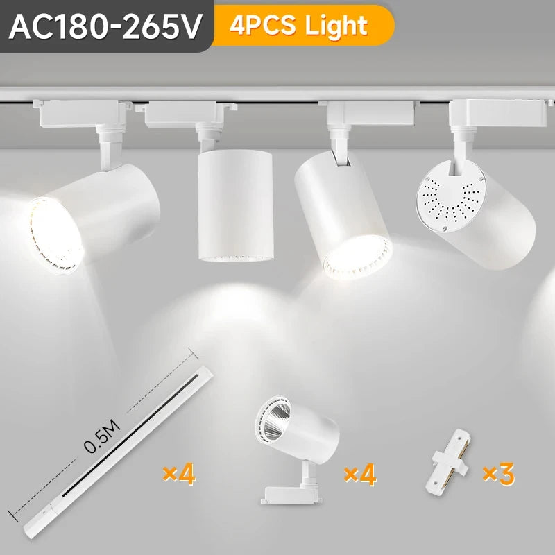 LED Track Light COB Ceiling Spotlight 12W–50W Indoor