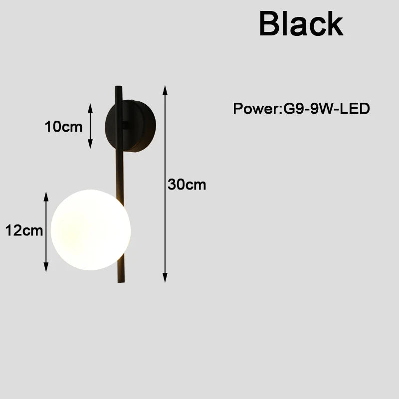 Modern G9 9W LED Wall Sconces with Frosted Glass Shade