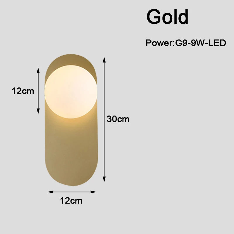 Modern G9 9W LED Wall Sconces with Frosted Glass Shade