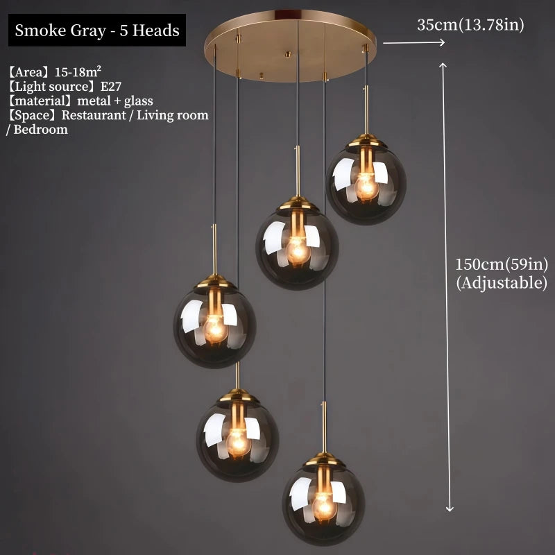 Lustre Moderne en Métal de Luxe LED Créatif Nordique en Verre