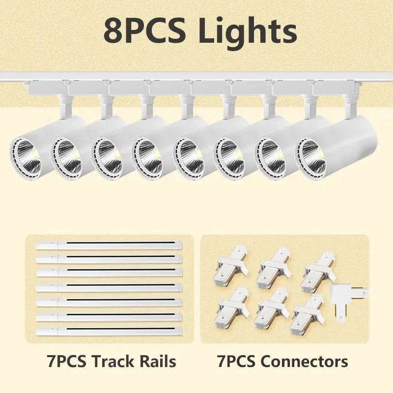 Adjustable COB LED Track Spotlight Multi-Head 12W–50W