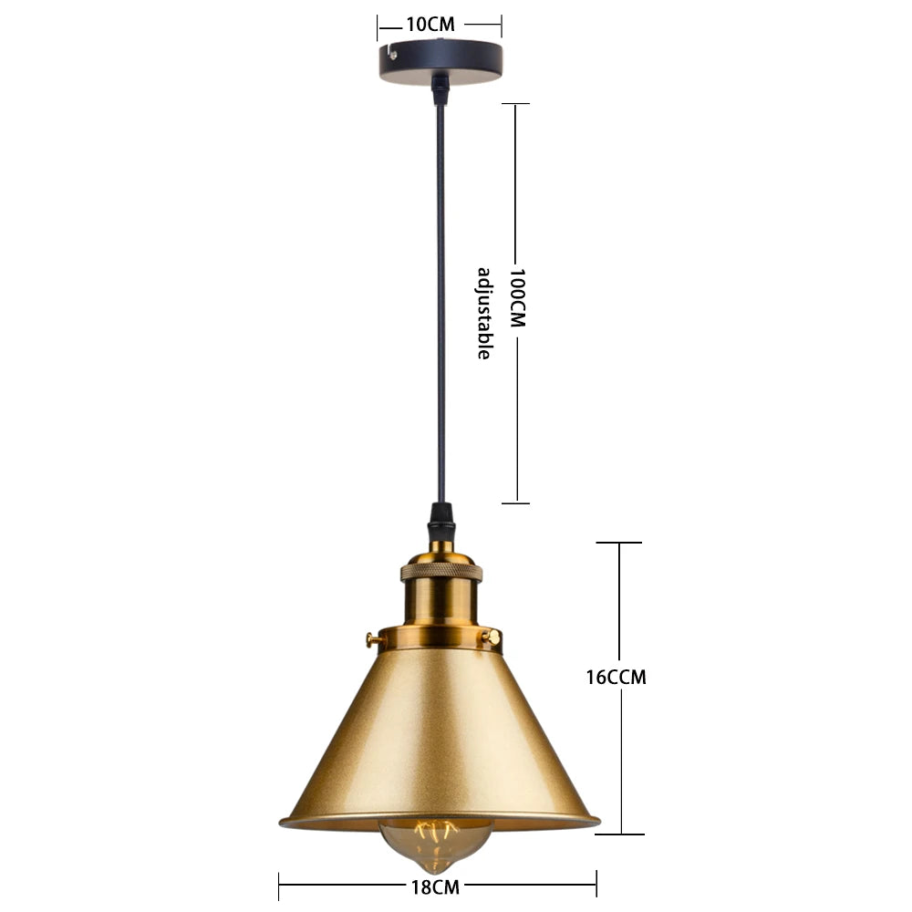 Industrial Pendant Light Iron Shade E27 Adjustable Drop