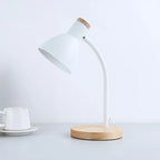 Nordic Table Lamp Flexible Gooseneck Iron Shade Wood Base