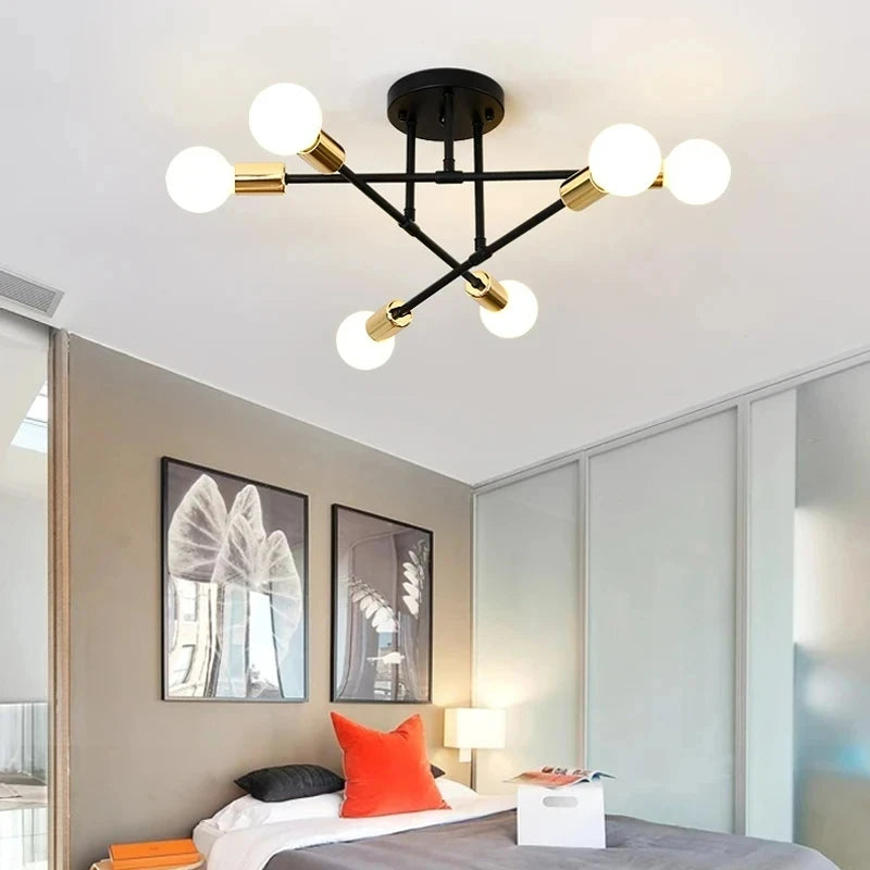 Nordic Sputnik Chandelier 6-Arm Iron E27 Semi-Flush