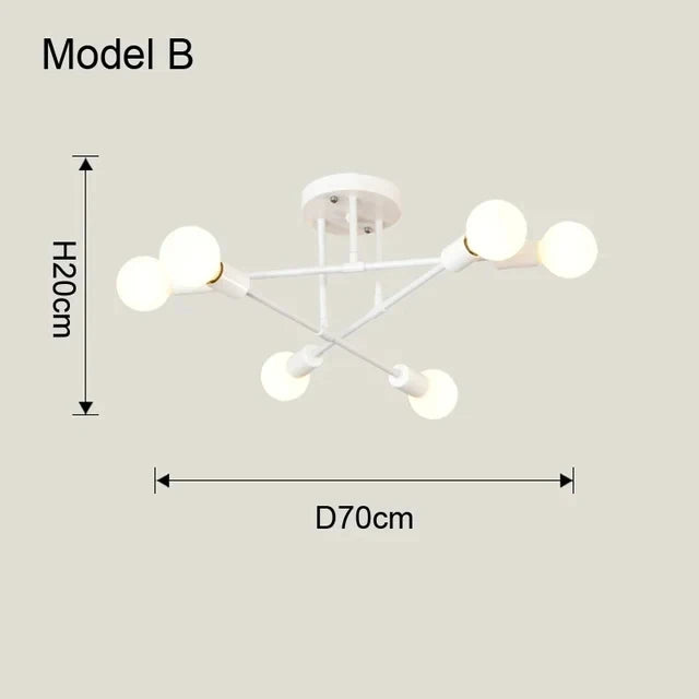 Nordic Sputnik Chandelier 6-Arm Iron E27 Semi-Flush