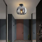 Plafonnier moderne LED en verre couleur cognac style nordique