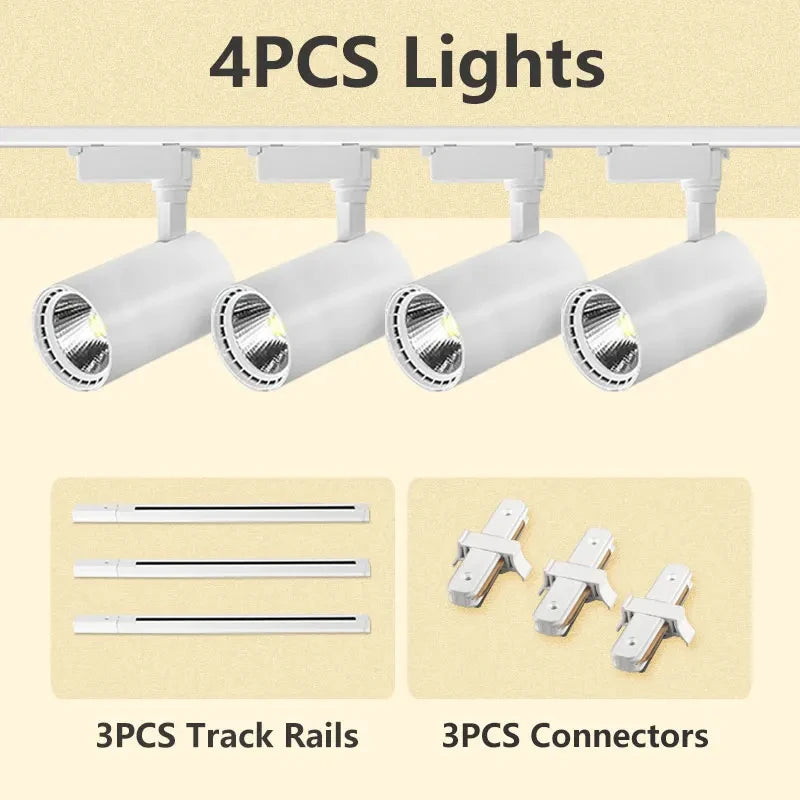 Adjustable COB LED Track Spotlight Multi-Head 12W–50W
