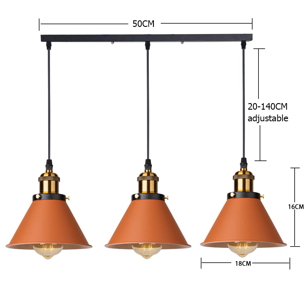 Industrial Pendant Light Iron Shade E27 Adjustable Drop