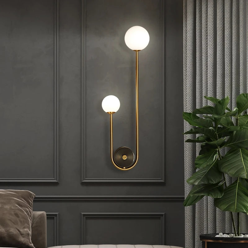 Applique murale moderne abat-jour boule de verre LED Or