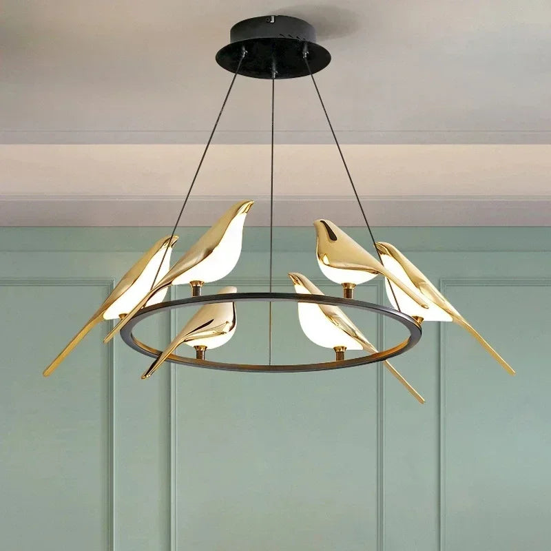 Lustre de plafond moderne Magpie Chambre à coucher avec éclairage LED oiseau