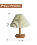 Nordic Pleated Fabric Table Lamp Wood Base Bedside