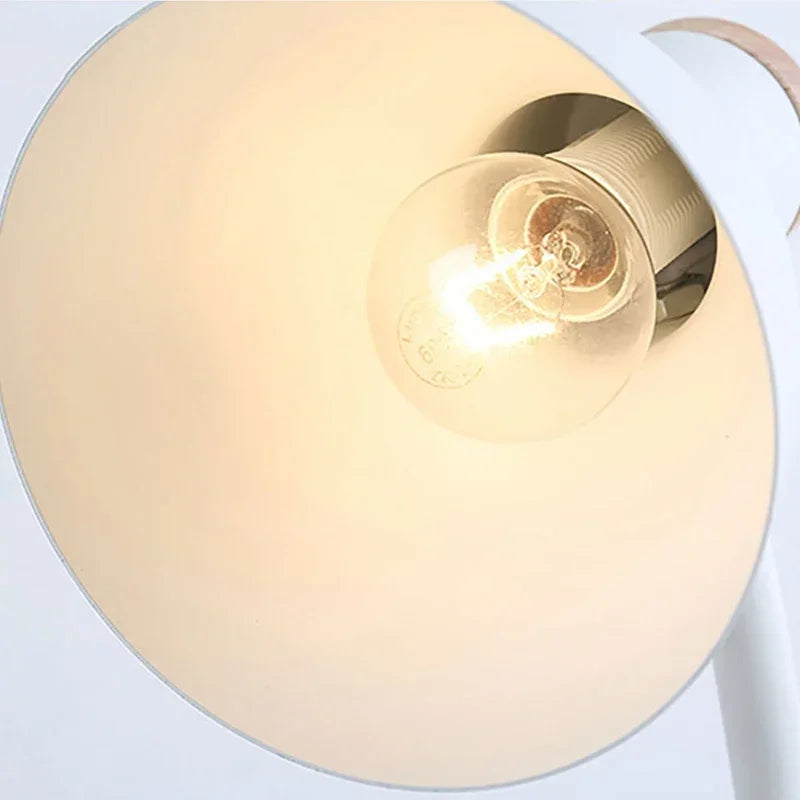 Nordic Table Lamp Flexible Gooseneck Iron Shade Wood Base