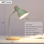 Nordic Table Lamp Flexible Gooseneck Iron Shade Wood Base