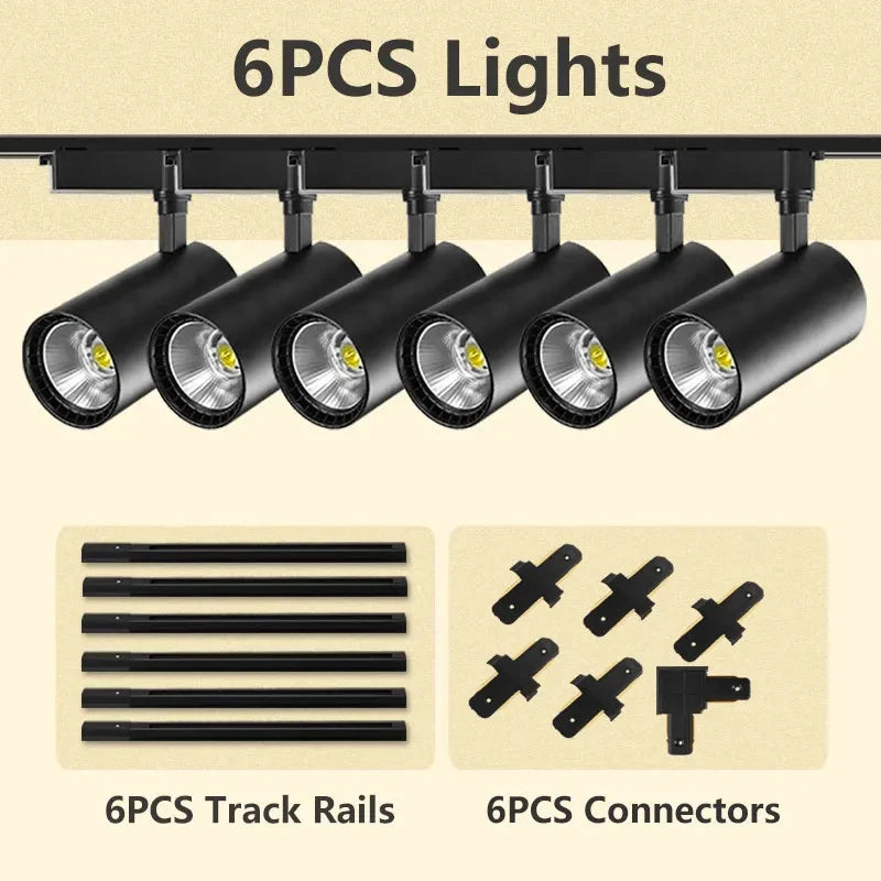 Adjustable COB LED Track Spotlight Multi-Head 12W–50W