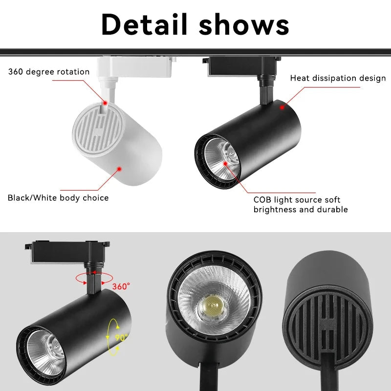 Adjustable COB LED Track Spotlight Multi-Head 12W–50W - Interior Craft House -