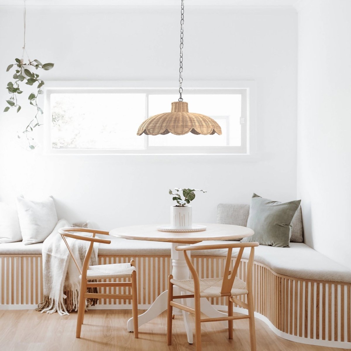 Alice Scallop Rattan Pendant Light - Natural - Interior Craft House -