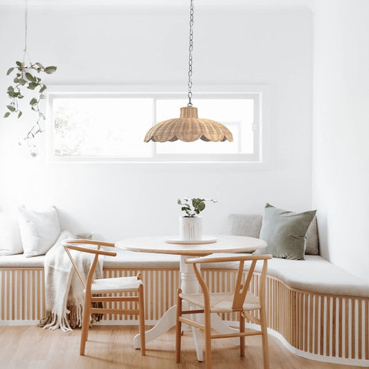 Alice Scallop Rattan Pendant Light - Natural - Interior Craft House -