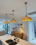 Alice Scallop Rattan Pendant Light - Natural - Interior Craft House -