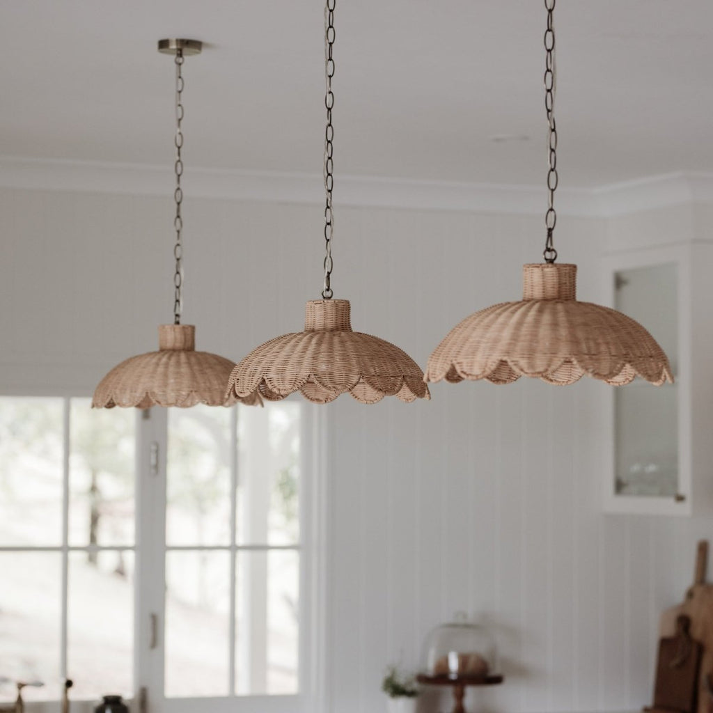 Alice Scallop Rattan Pendant Light - Natural - Interior Craft House -