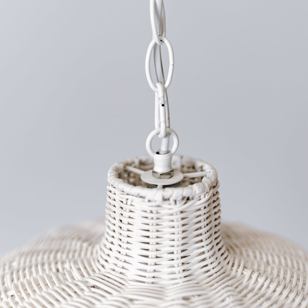 Alice Scallop Rattan Pendant Light - White - Interior Craft House -