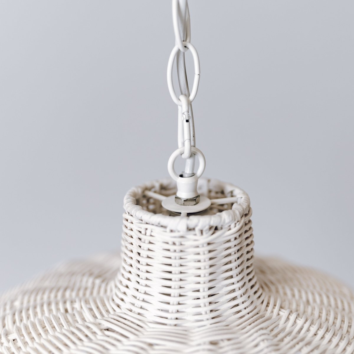 Alice Scallop Rattan Pendant Light - White - Interior Craft House -