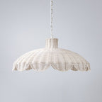 Alice Scallop Rattan Pendant Light - White - Interior Craft House -