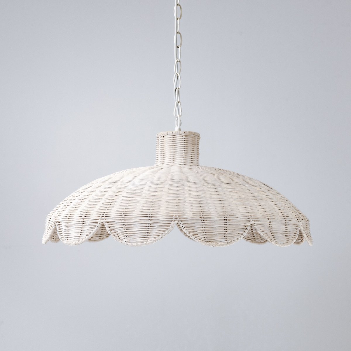 Alice Scallop Rattan Pendant Light - White - Interior Craft House -