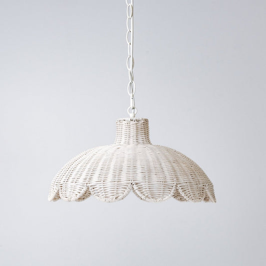 Alice Scallop Rattan Pendant Light - White - Interior Craft House -