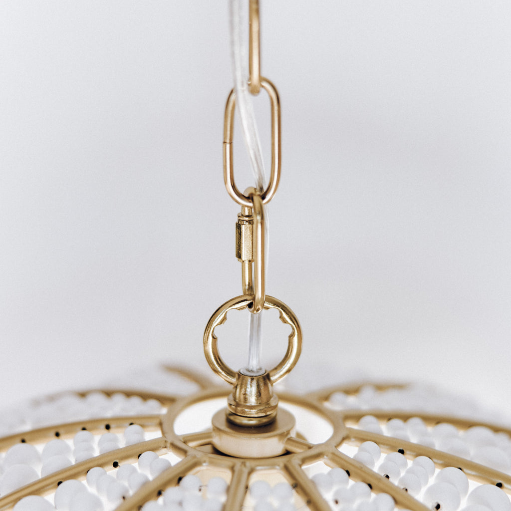 Estelle Beaded Dome Pendant Light - Gold/White