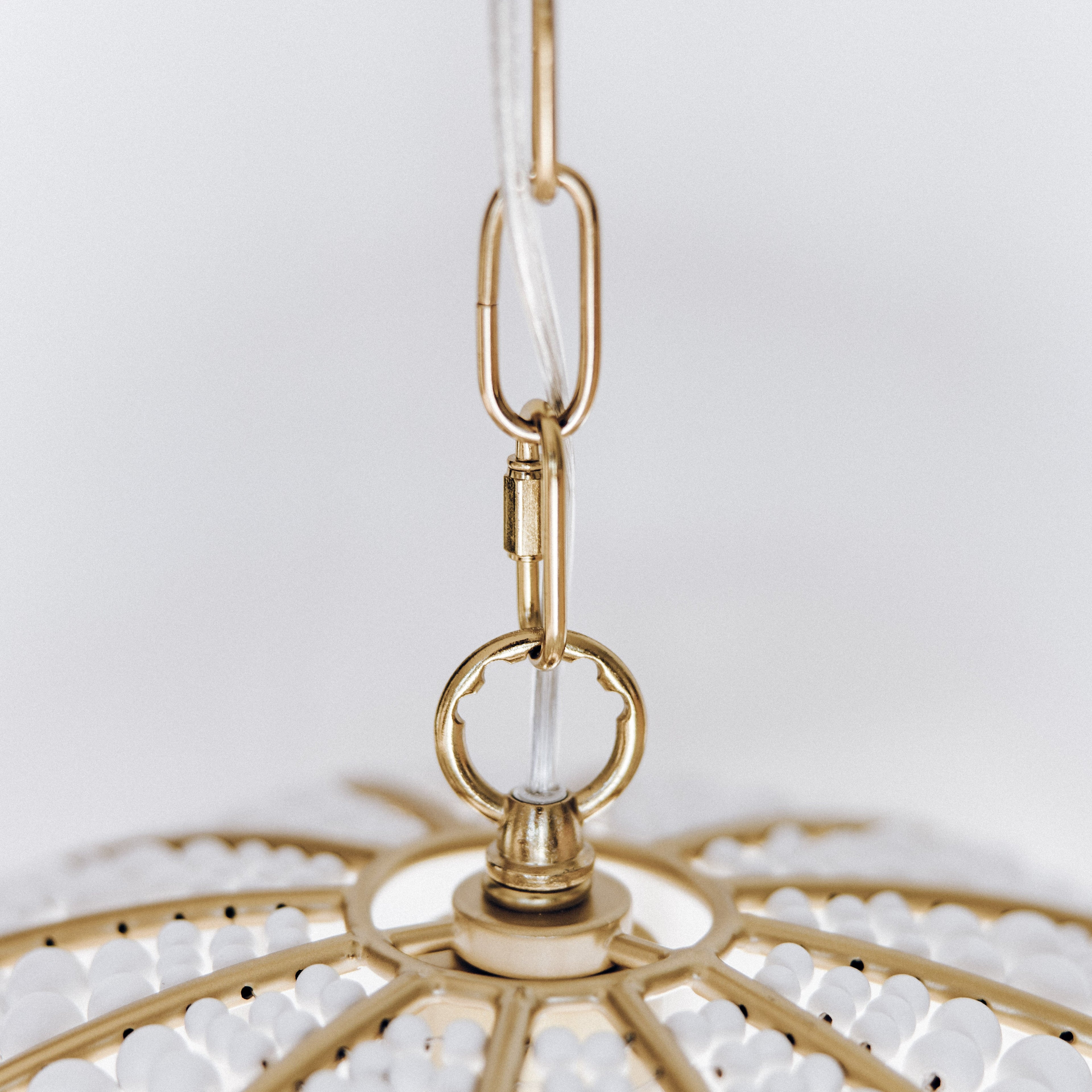 Estelle Beaded Dome Pendant Light - Gold/White