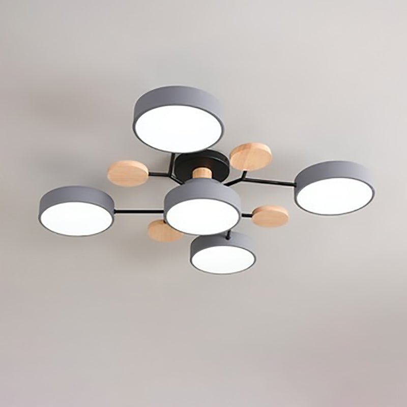 Contemporary Scandinavian Round Molecule Branch Design LED Semi-Flush Mount Ceiling Light For Living Room - Interior Craft House -