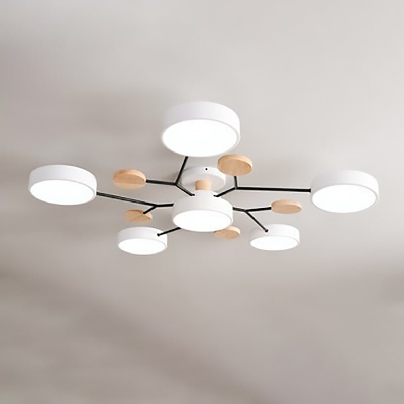 Contemporary Scandinavian Round Molecule Branch Design LED Semi-Flush Mount Ceiling Light For Living Room - Interior Craft House -