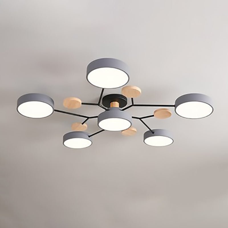 Contemporary Scandinavian Round Molecule Branch Design LED Semi-Flush Mount Ceiling Light For Living Room - Interior Craft House -