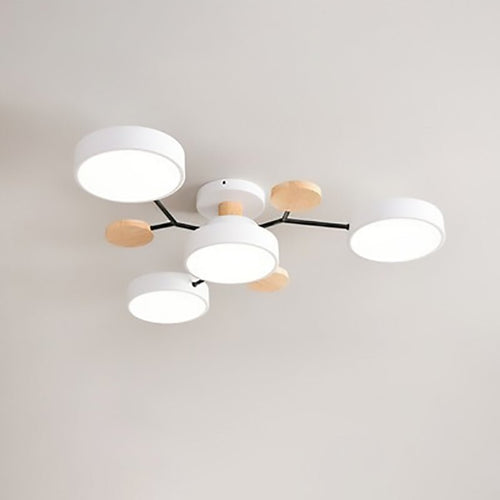 Contemporary Scandinavian Round Molecule Branch Design LED Semi-Flush Mount Ceiling Light For Living Room - Interior Craft House -