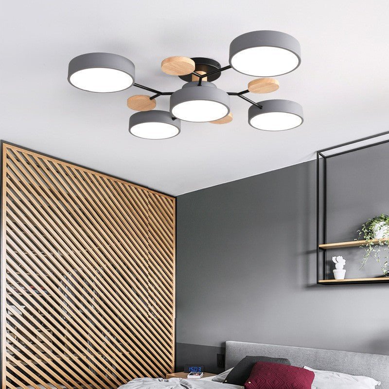 Contemporary Scandinavian Round Molecule Branch Design LED Semi-Flush Mount Ceiling Light For Living Room - Interior Craft House -